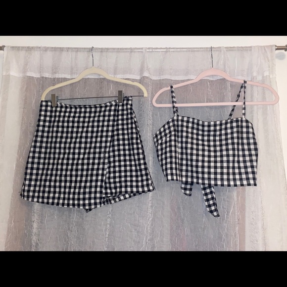 plaid black and white two piece set - Picture 1 of 2